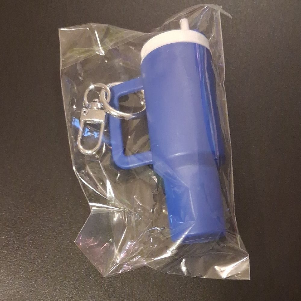 Mini Tumbler WIth White Lid Silver Keychain New
